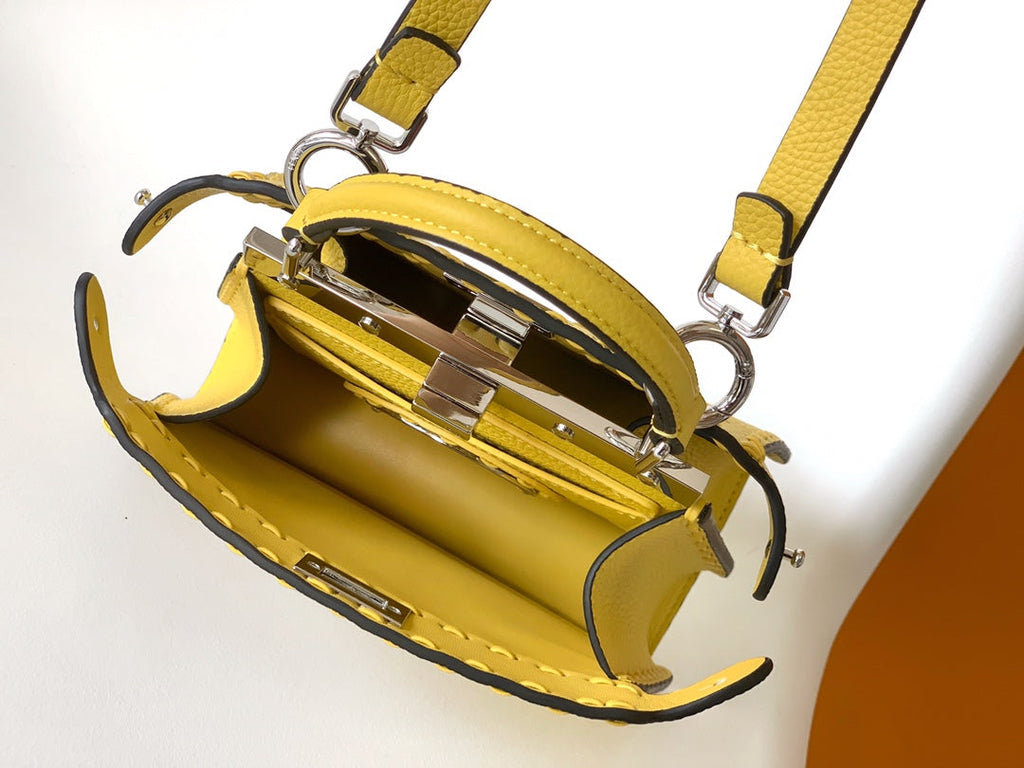 FENDI Peekaboo ISeeU Petite 20 Bag Yellow Leather Shw