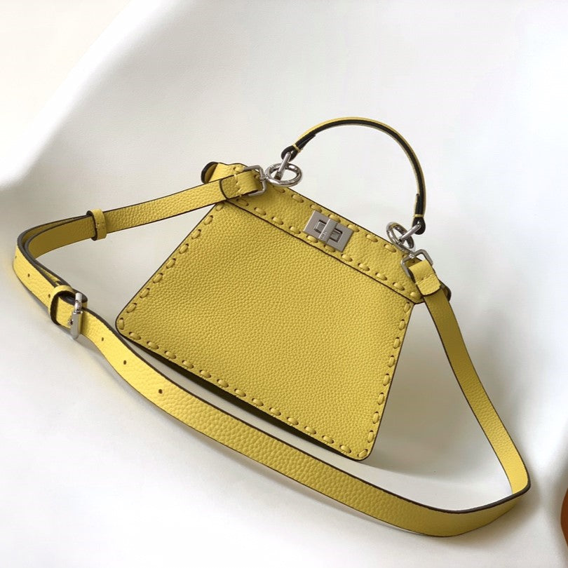 FENDI Peekaboo ISeeU Petite 20 Bag Yellow Leather Shw