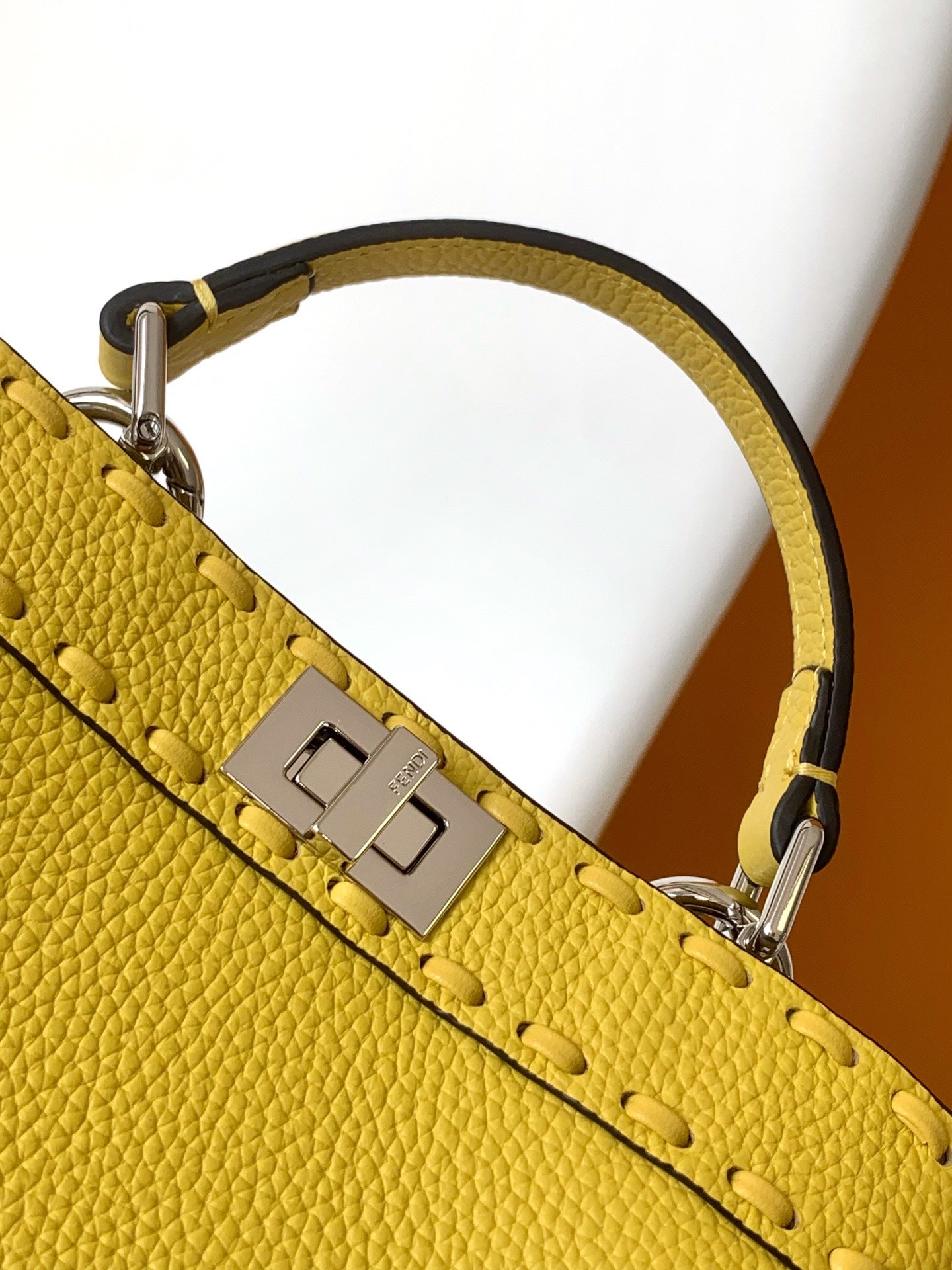FENDI Peekaboo ISeeU Petite 20 Bag Yellow Leather Shw