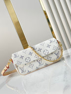 Louis Vuitton WALLET ON CHAIN IVY 23 IN WHITE MONOGRAM JACQUARD FABRIC GOLD HARDWARE