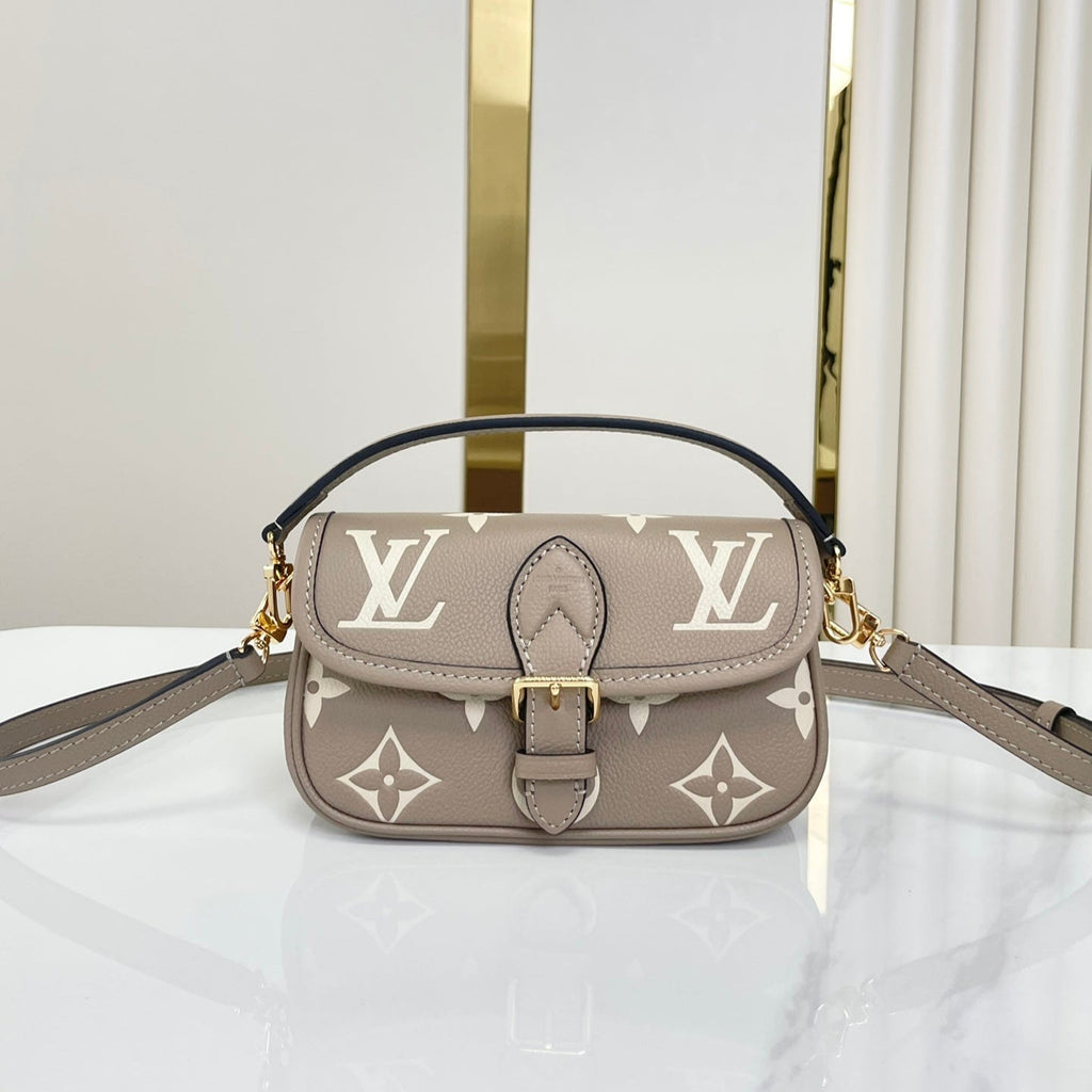 Louis Vuitton NANO DIANE 19 IN TOURTERELLE WHITE MONOGRAM EMPREINTE LEATHER