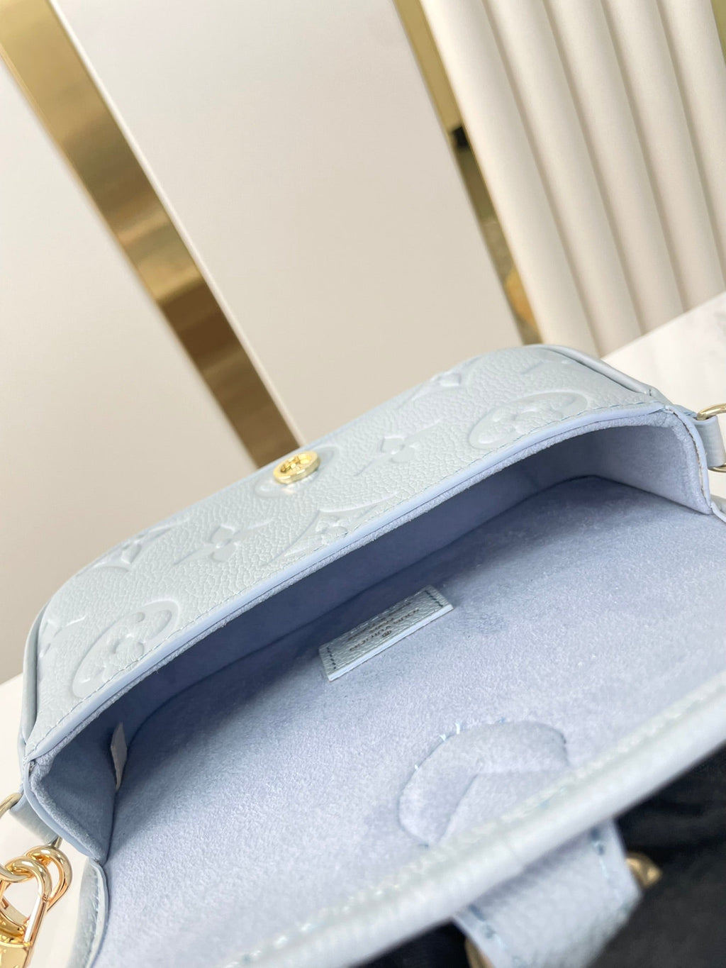 Louis Vuitton NANO DIANE 19 IN BEAU BLUE MONOGRAM EMPREINTE LEATHER