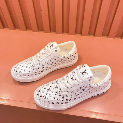 Louis Vuitton TRAINER SNEAKER IN WHITE MIX BLACK MONOGRAM CALFSKIN