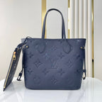 Louis Vuitton NEVERFULL MM 31 IN DARK NAVY MONOGRAM EMPREINTE LEATHER
