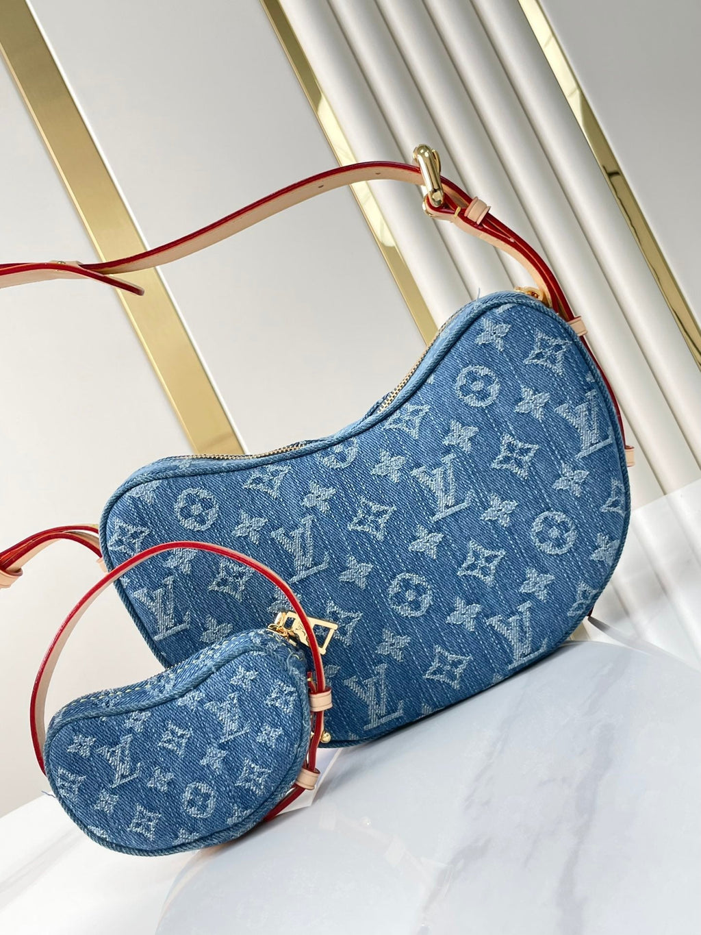 Louis Vuitton CROISSANT 25 IN BLUE MONOGRAM DENIM