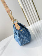 Louis Vuitton SUNSET 27 IN BLUE MONOGRAM DENIM GOLD BUCKLE