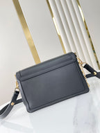 Louis Vuitton DAUPHINE SOFT MM 24 IN BLACK SMOOTH LAMBSKIN GOLD HARDWARE