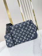 Louis Vuitton TRIO MESSENGER 25 IN PRUSSIAN BLUE MONOGRAM SHADOW CALFSKIN