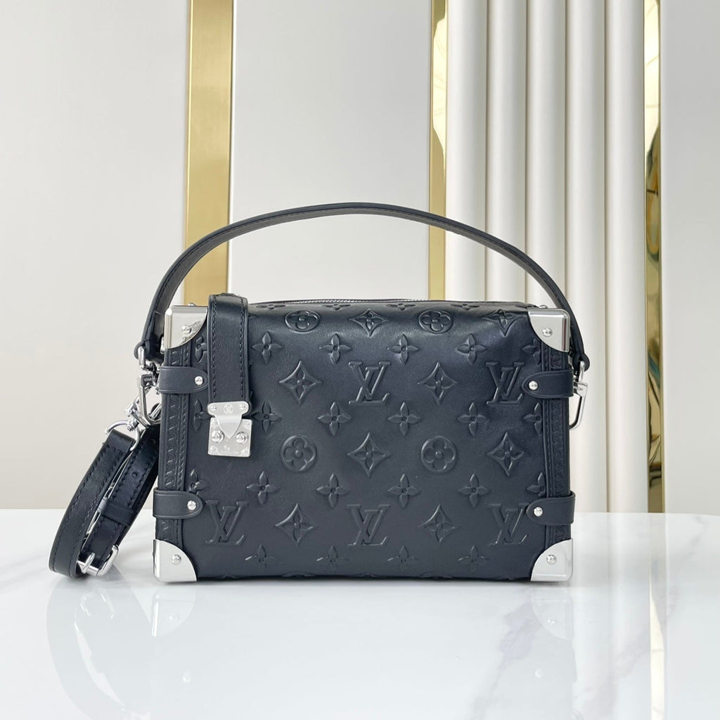 Louis Vuitton SIDE TRUNK 21 IN BLACK MONOGRAM EMBOSSED CALFSKIN SILVER HARDWARE