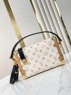 Louis Vuitton SIDE TRUNK 21 IN WHITE BROWN MONOGRAM CANVAS GOLD HARDWARE