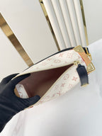 Louis Vuitton SIDE TRUNK 21 IN WHITE BROWN MONOGRAM CANVAS GOLD HARDWARE