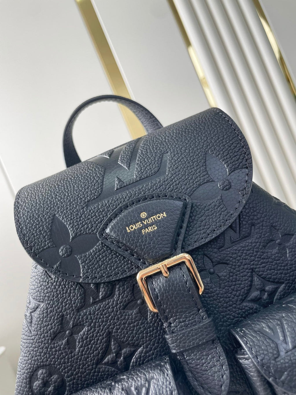 Louis Vuitton BACKUP BACKPACK 22 IN BLACK MONOGRAM EMPREINTE LEATHER
