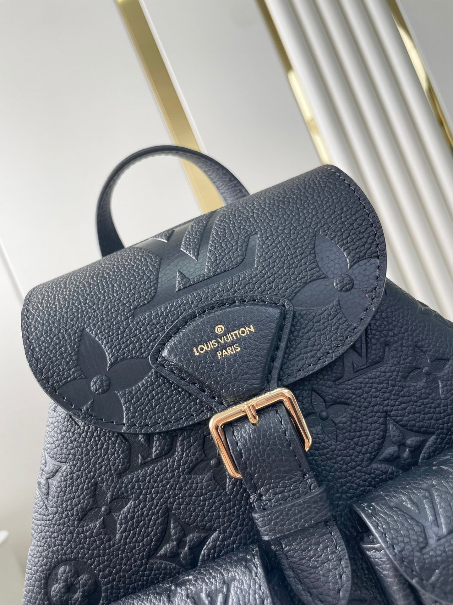 Louis Vuitton BACKUP BACKPACK 22 IN BLACK MONOGRAM EMPREINTE LEATHER