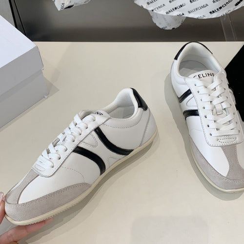 Celine JOGGER LOW LACE-UP SNEAKER IN CALFSKIN & SUEDE CALFSKIN OPTIC WHITE/GREY/BLACK