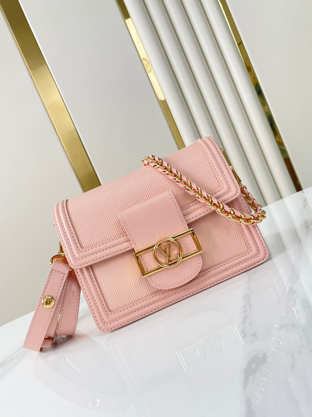 Louis Vuitton DAUPHINE MINI 20 IN LIGHT PINK EPI GRAINED CALFSKIN GOLD HARDWARE