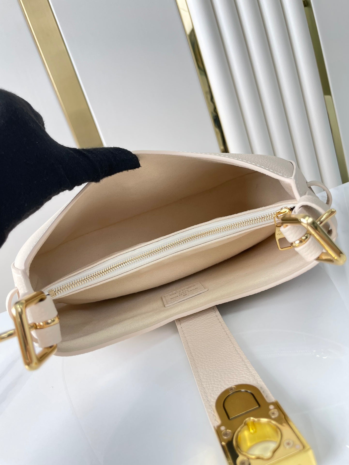 Louis Vuitton LOW KEY SHOULDER BAG 26 IN QUARTZ GRAINED CALFSKIN GOLD BUCKLE
