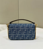 BAGUETTE MINI 19 BAG IN CERULEAN BLUE MONOGRAM DENIM WITH GOLD HARDWARE