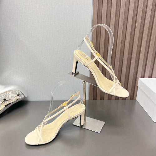 Celine Summer High Heel Sandals Yellow Cream