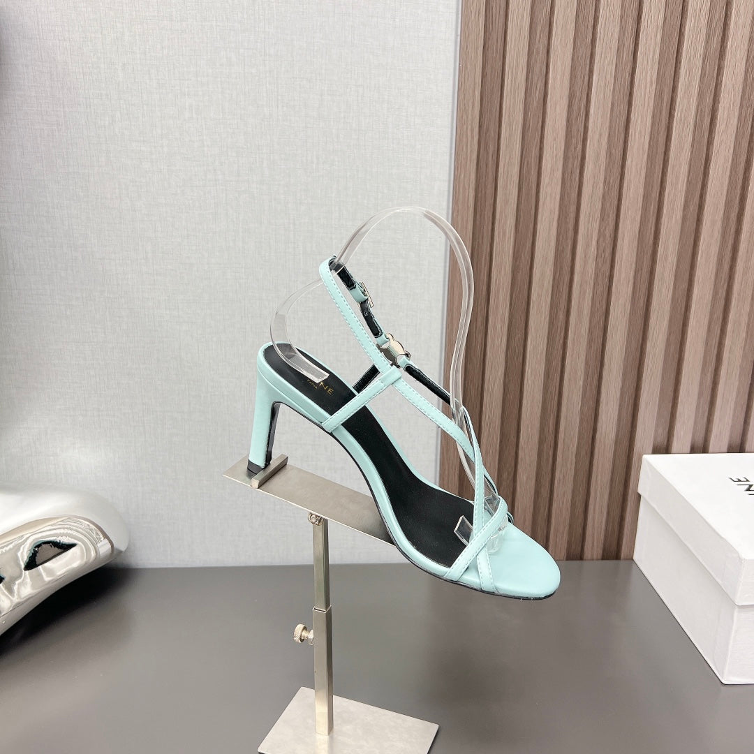 Celine Summer High Heel Sandals Blue Arctic