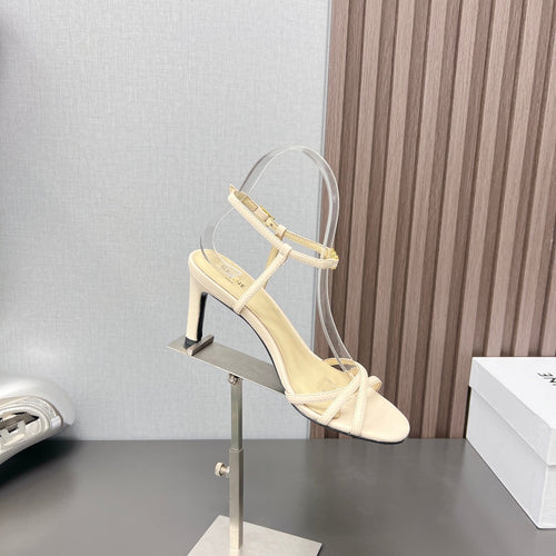 Celine CUIR TRIOMPHE SANDAL IN LAMBSKIN YELLOW CREAM