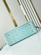 Louis Vuitton BELLA TOTE 32 IN SKY BLUE MONOGRAM PERFORATED CALFSKIN GOLD HARDWARE