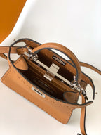 FENDI Peekaboo ISeeU Petite 20 Bag Tan Leather Shw
