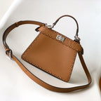 FENDI Peekaboo ISeeU Petite 20 Bag Tan Leather Shw