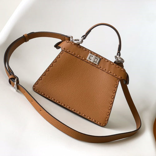 FENDI Peekaboo ISeeU Petite 20 Bag Tan Leather Shw