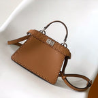 FENDI Peekaboo ISeeU Petite 20 Bag Tan Leather Shw