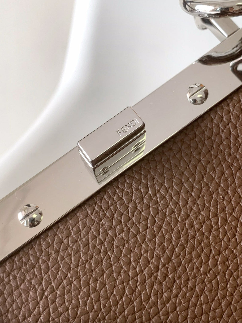 FENDI Peekaboo ISeeU Petite 20 Bag Chocolate Leather Shw