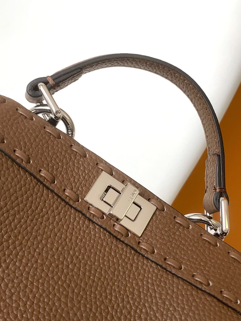 FENDI Peekaboo ISeeU Petite 20 Bag Chocolate Leather Shw