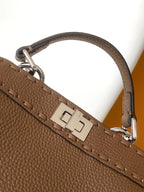 FENDI Peekaboo ISeeU Petite 20 Bag Chocolate Leather Shw