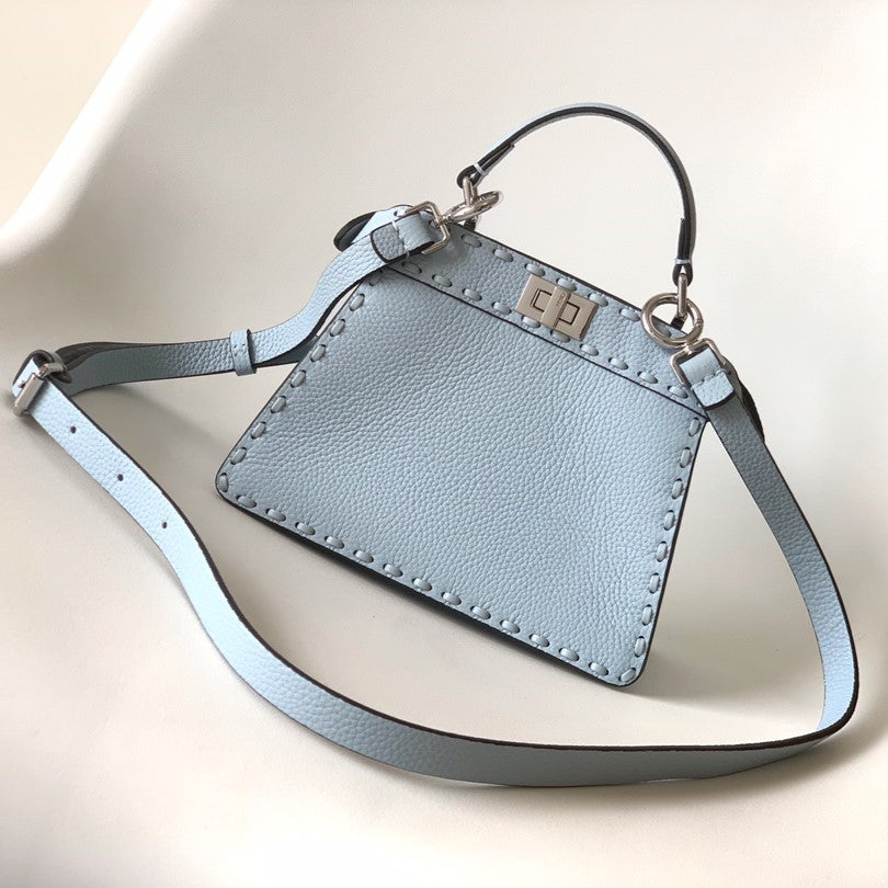 FENDI Peekaboo ISeeU Petite 20 Bag Baby Blue Leather Shw