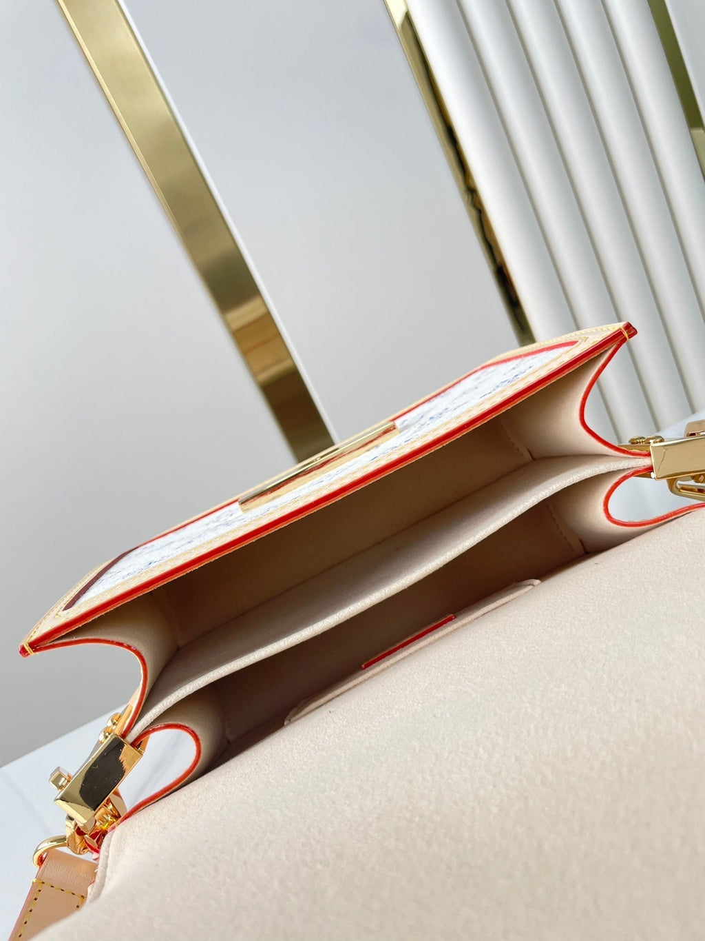 Louis Vuitton DAUPHINE MINI 20 IN WHITE MONOGRAM JACQUARD FABRIC GOLD HARDWARE