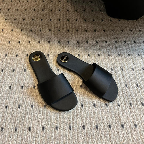 Saint Laurent SL CARLYLE SLIPPERS BLACK SATIN