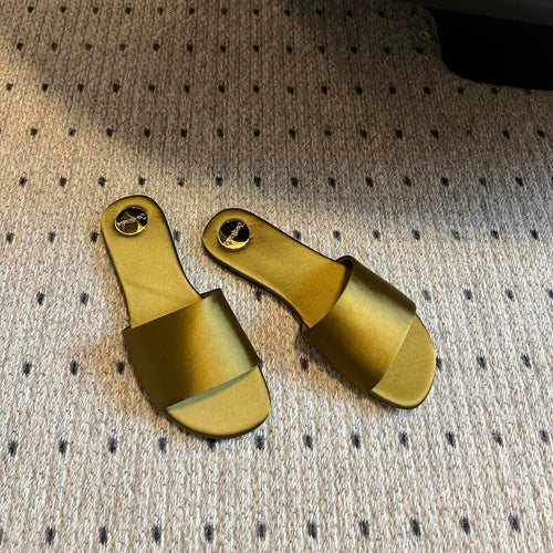 Saint Laurent SL CARLYLE SLIPPERS MUSTARD SATIN