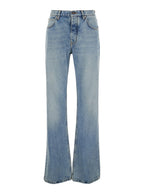 Balenciaga Women Light Blue Low Waisted Straight Jeans In Denim Woman