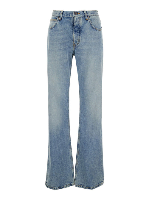 Balenciaga Women Light Blue Low Waisted Straight Jeans In Denim Woman