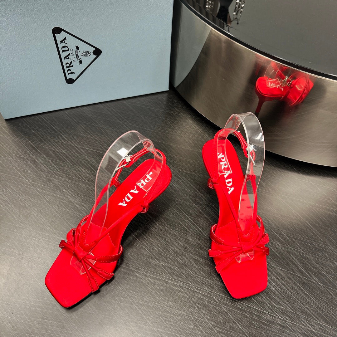 PRADA HEELED SANDALS CANDY SATIN