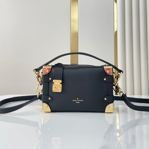 Louis Vuitton SIDE TRUNK MINI 18 IN BLACK CALFSKIN GOLD HARDWARE