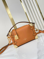Louis Vuitton SIDE TRUNK MINI 18 IN ORANGE BROWN CALFSKIN GOLD HARDWARE