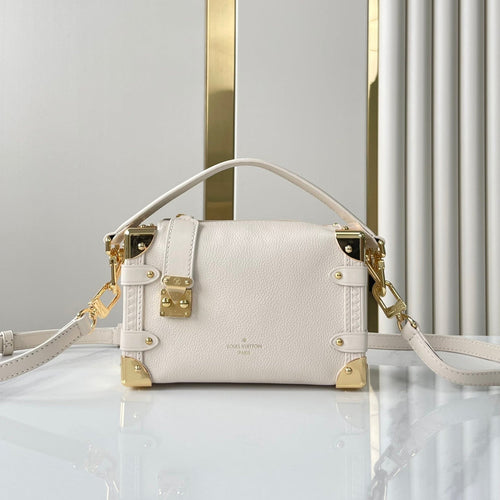 Louis Vuitton SIDE TRUNK MINI 18 IN WHITE CALFSKIN GOLD HARDWARE