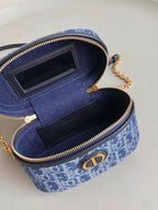 DIOR MINI VANITY CASE 16 BLUE DENIM OBLIQUE JACQUARD