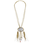 Fendi Gold Fringe Mirror Chain Pendant Necklace