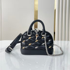 Louis Vuitton NANO ALMA 18 IN BLACK QUILTED LAMBSKIN GOLD AND SILVER HARDWARE