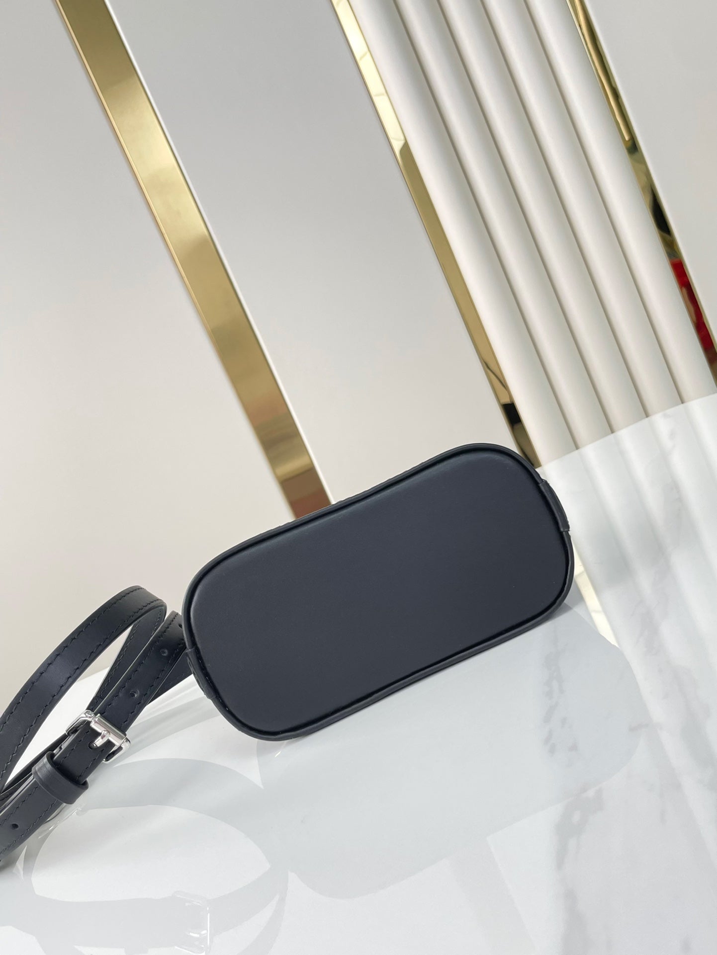 Louis Vuitton NANO ALMA 18 IN BLACK QUILTED LAMBSKIN GOLD AND SILVER HARDWARE