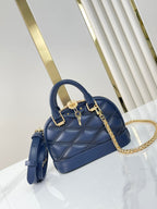 Louis Vuitton NANO ALMA 18 IN NAVY BLUE QUILTED LAMBSKIN GOLD HARDWARE