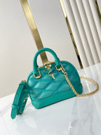 Louis Vuitton NANO ALMA 18 IN TURQUOISE QUILTED LAMBSKIN GOLD HARDWARE