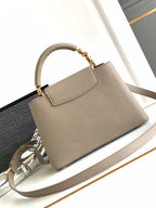Louis Vuitton CAPUCINES BB 27 IN KHAKI BROWN TAURILLON GOLD HARDWARE