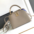 Louis Vuitton CAPUCINES BB 27 IN KHAKI BROWN TAURILLON GOLD HARDWARE